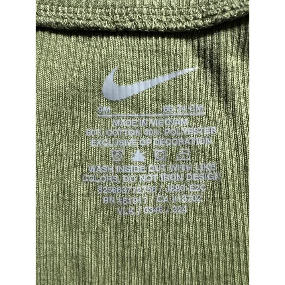 Nike Baby 9M Green Ribbed Footed Sleeper One Piece Zip Swoosh Logo